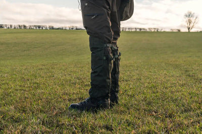 Dark hiking pants with gaiters from Jack Pyke Highline for rugged outdoor adventures