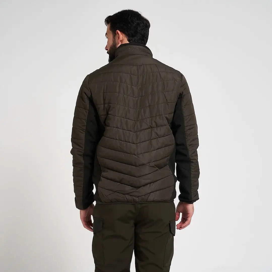 Dark olive Jack Pyke Hybrid Quilted Jacket with black sleeves