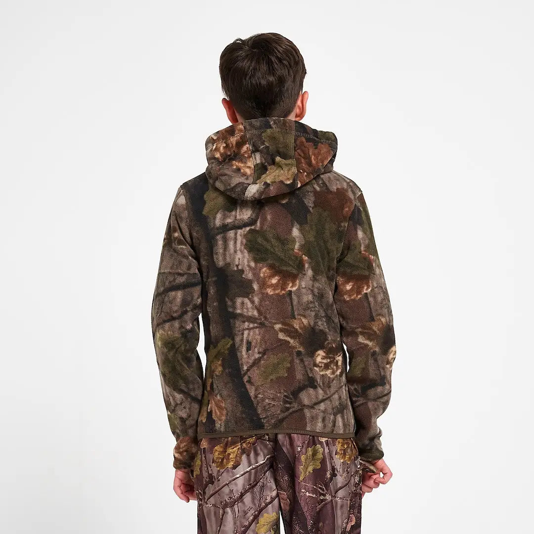 Boy in Jack Pyke Junior Fieldman camouflage fleece hoodie