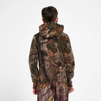 Boy in Jack Pyke Junior Fieldman camouflage fleece hoodie