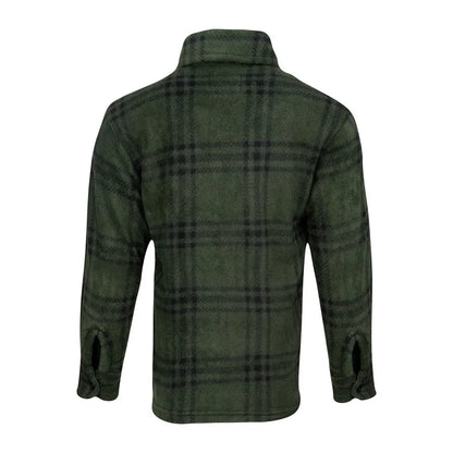Jack Pyke Junior polar fleece shirt in green plaid with long sleeves