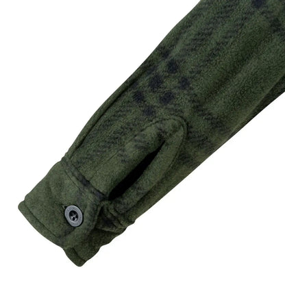 Jack Pyke Junior polar fleece shirt in olive green with buttoned cuffs
