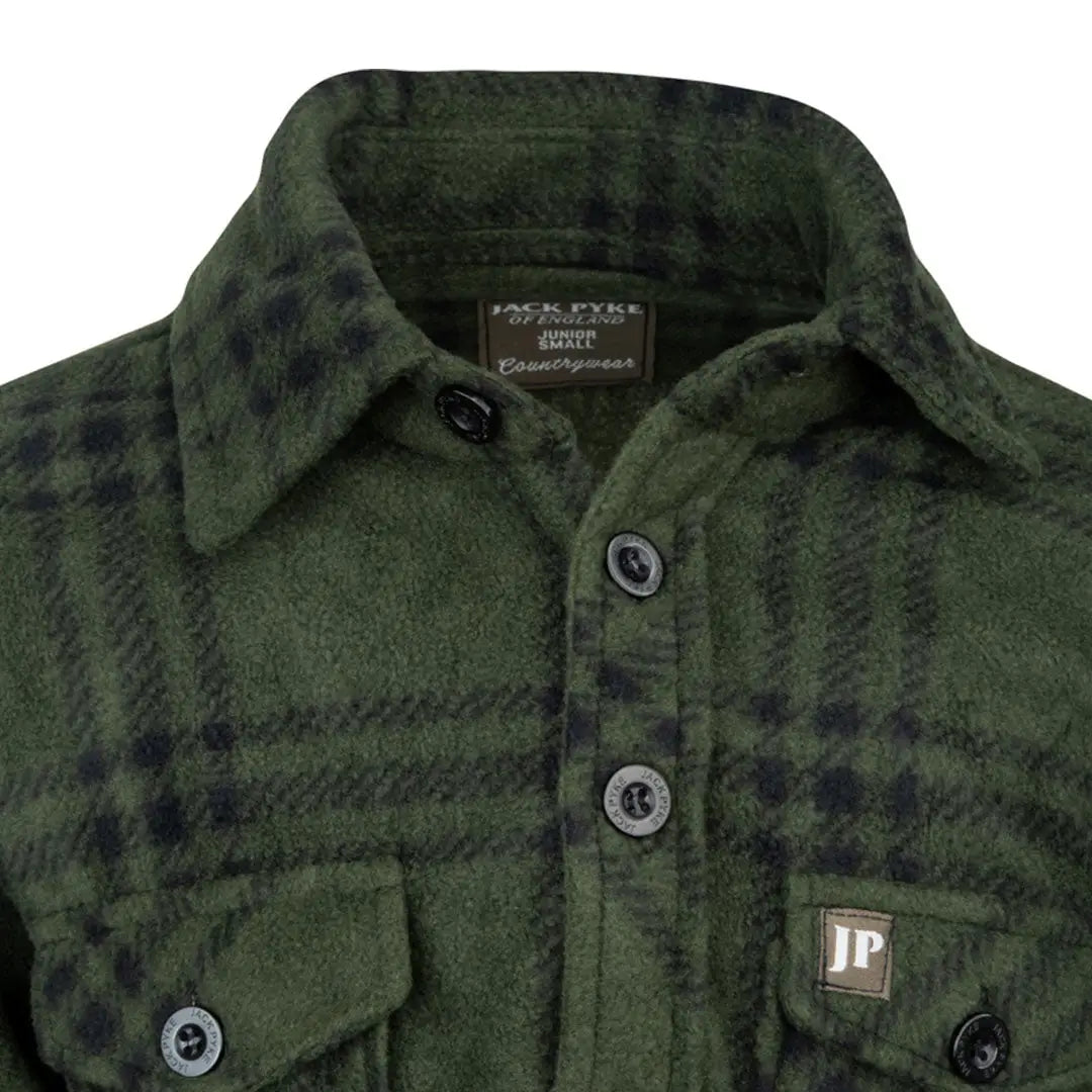 Jack Pyke Junior polar fleece shirt in green plaid flannel
