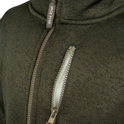 Jack Pyke junior olive green fleece jacket with zip-up hoodie
