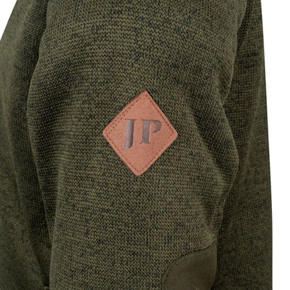 Jack Pyke Junior Scandinavian fleece jacket in olive green with silver JP leather patch
