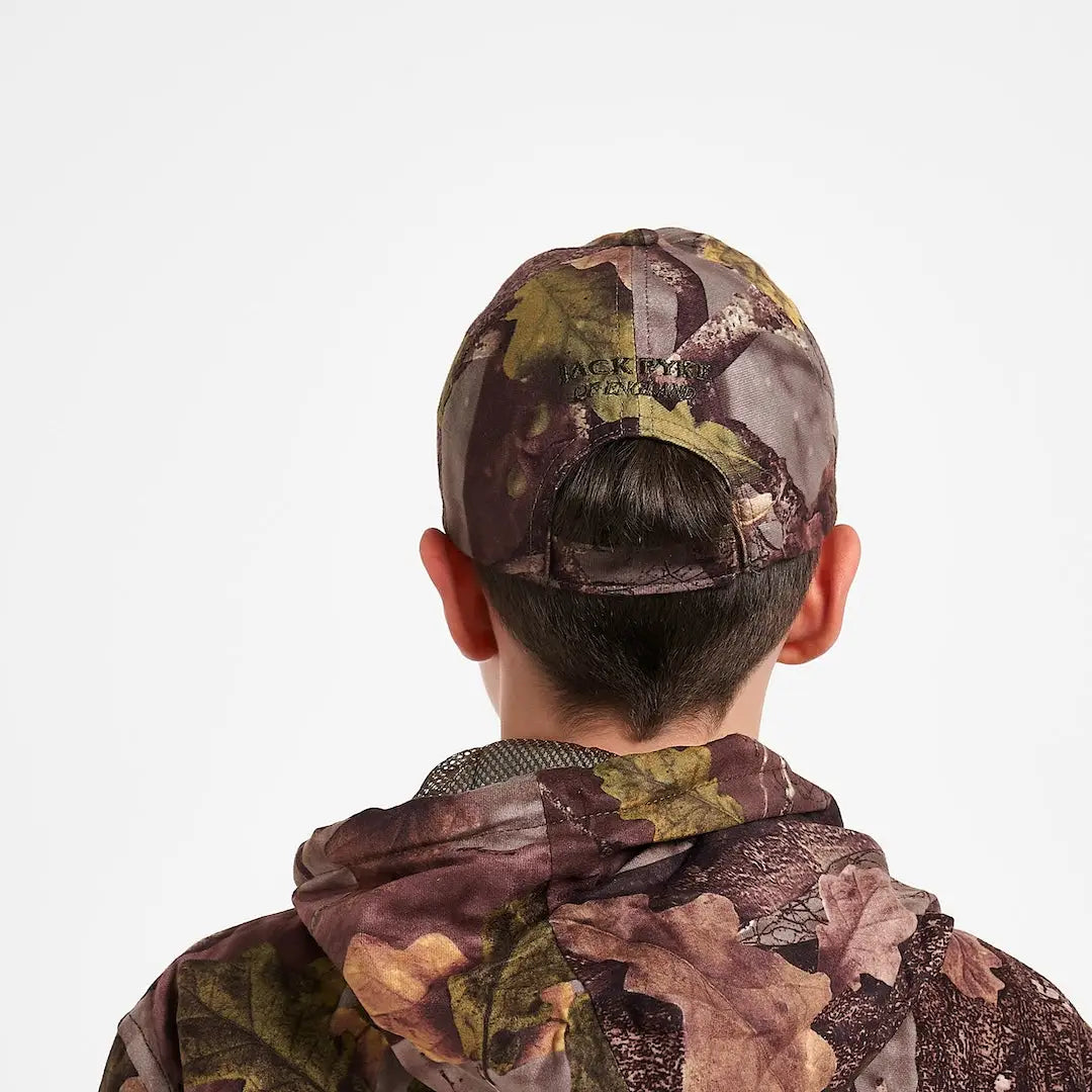 Jack Pyke Junior Stealth Baseball Cap with leaf camouflage