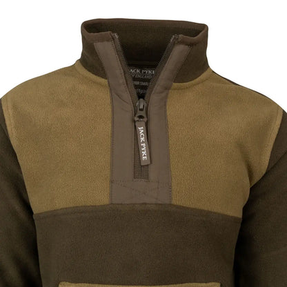 Jack Pyke Junior two tone fleece pullover with quarter-zip and high collar for boys