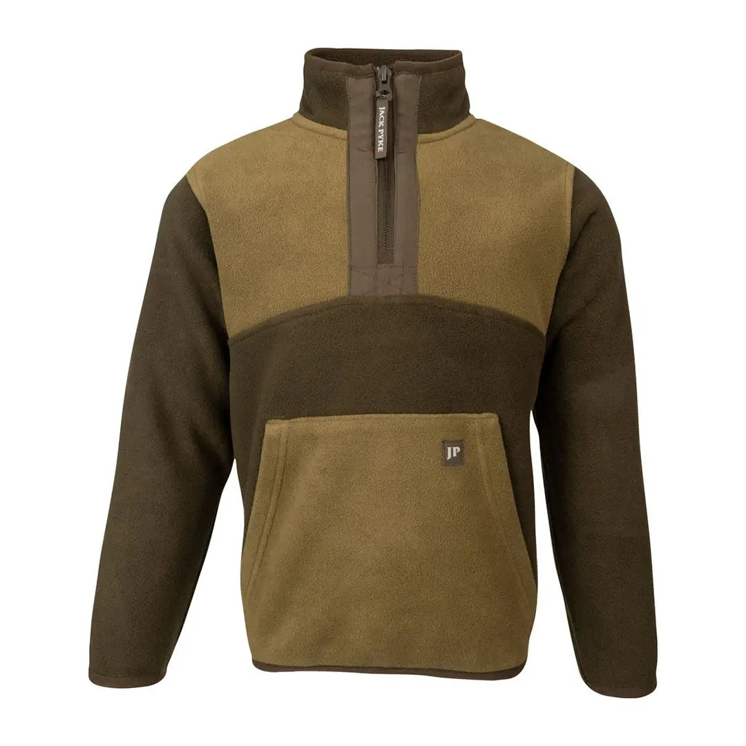 Jack Pyke Junior two tone fleece pullover with zipper and kangaroo pocket for kids