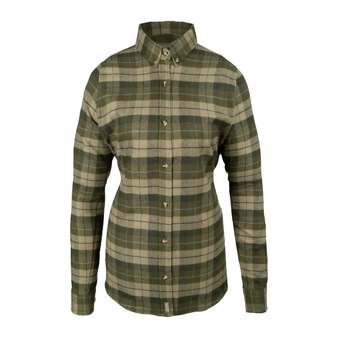Green and beige plaid button-down shirt from Jack Pyke Ladies Bleasdale Heavy Flannel