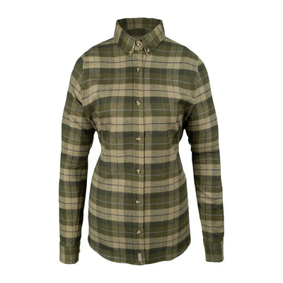Green and beige plaid button-down shirt from Jack Pyke Ladies Bleasdale Heavy Flannel