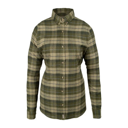 Green and beige plaid button-down shirt from Jack Pyke Ladies Bleasdale Heavy Flannel