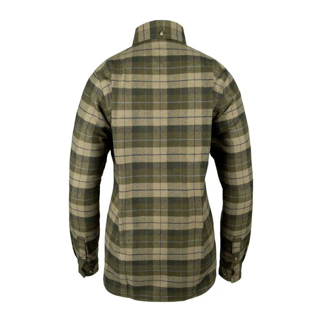 Green and beige plaid Jack Pyke Ladies Bleasdale Heavy Flannel Shirt for a cozy look