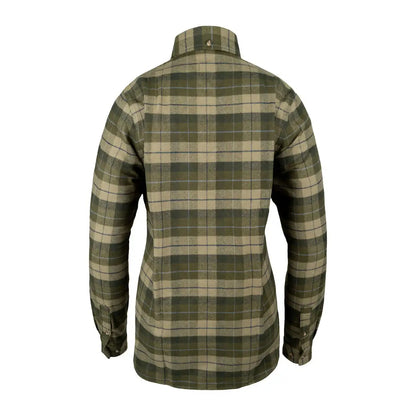 Green and beige plaid Jack Pyke Ladies Bleasdale Heavy Flannel Shirt for a cozy look