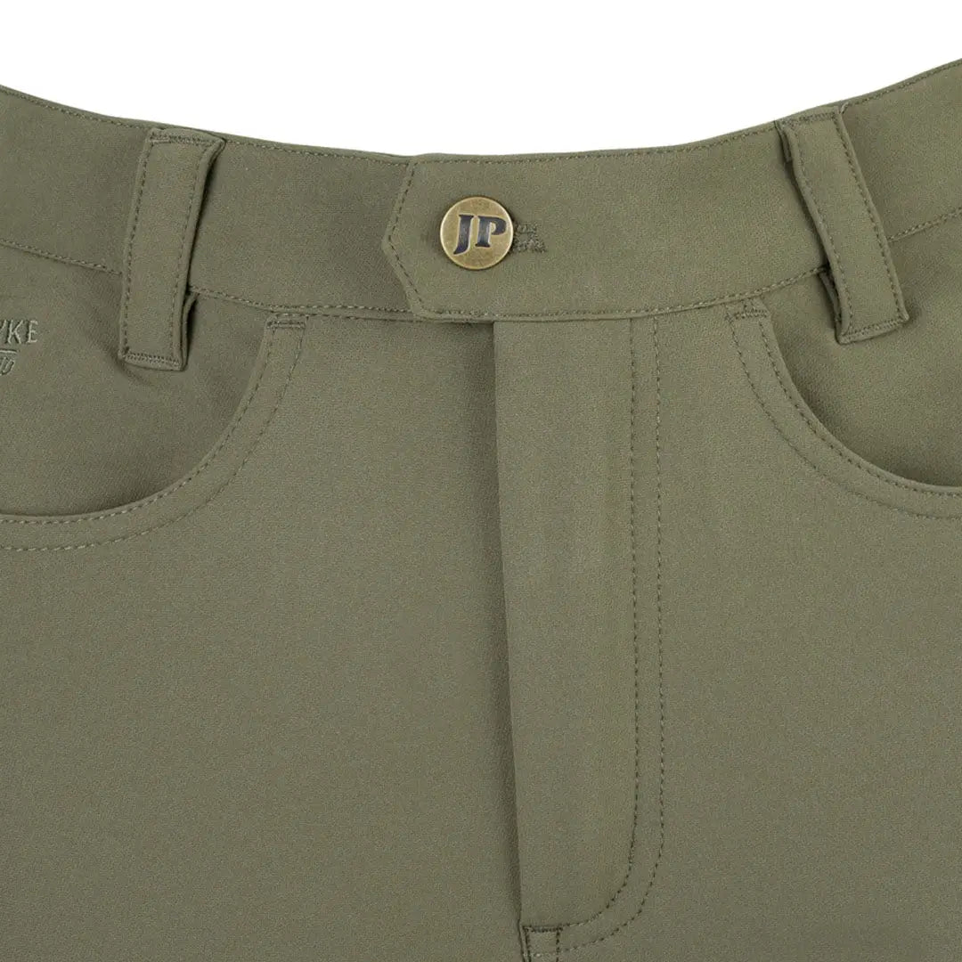 Jack Pyke ladies contour stretch pants in olive green with metallic button