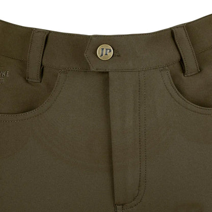 Jack Pyke ladies contour stretch pants in olive green with brass JP button