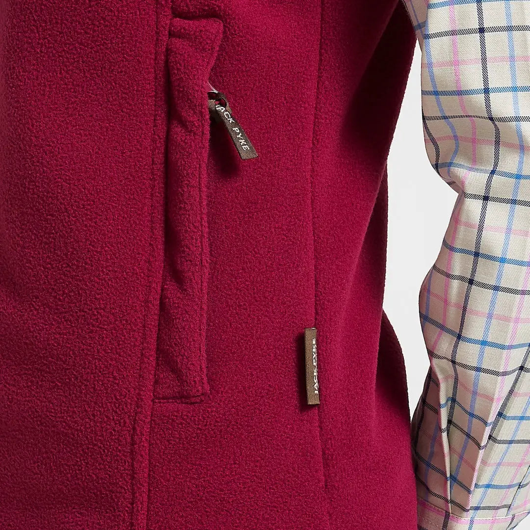 Rich burgundy Jack Pyke ladies countryman gilet with soft textured fleece
