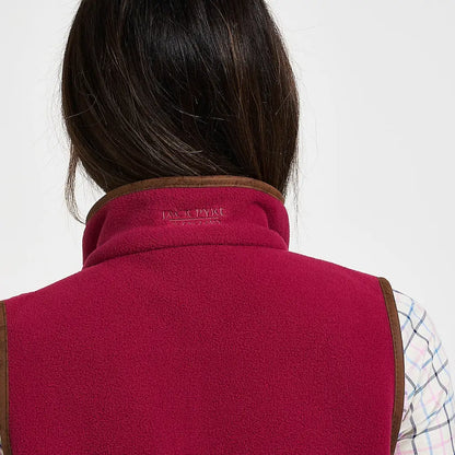 Rich burgundy Jack Pyke ladies countryman gilet with leather trim
