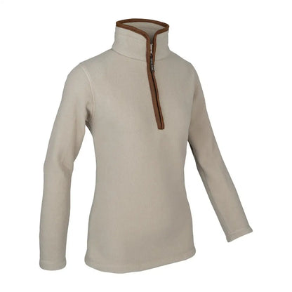 Jack Pyke Ladies Countryman beige fleece zip-up sweater with brown trim