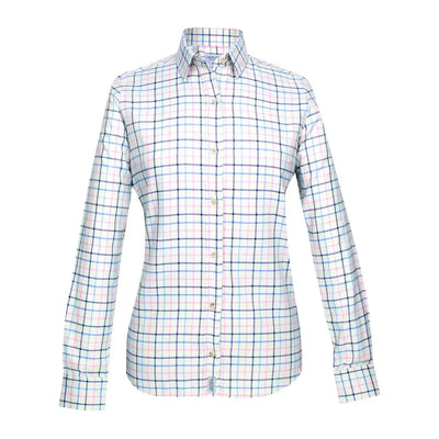 Stylish Jack Pyke Ladies Countryman shirt in white with plaid pattern in blue, red, and green