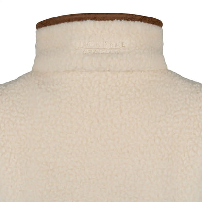 Jack Pyke sherpa fleece pullover cream collar with leather trim