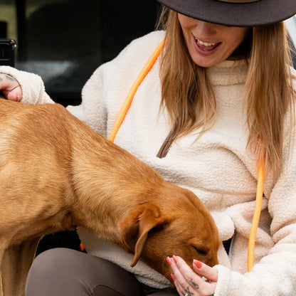 Jack Pyke sherpa fleece pullover with brown leather dog collar