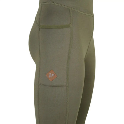 Jack Pyke ladies olive green high-waisted leggings with jp logo patch