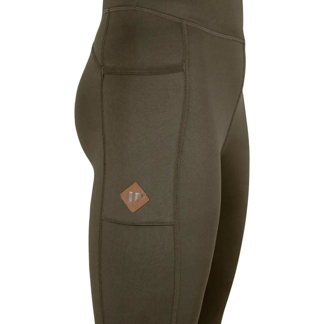 Jack Pyke ladies olive green high-waisted leggings with logo patch