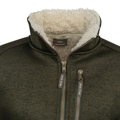 Jack Pyke Ladies Scandinavian fleece jacket in olive green sherpa-lined zip-up style