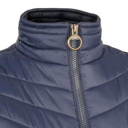 Jack Pyke Ladies Shires Gilet in navy blue puffer with gold Jack Wills logo zipper