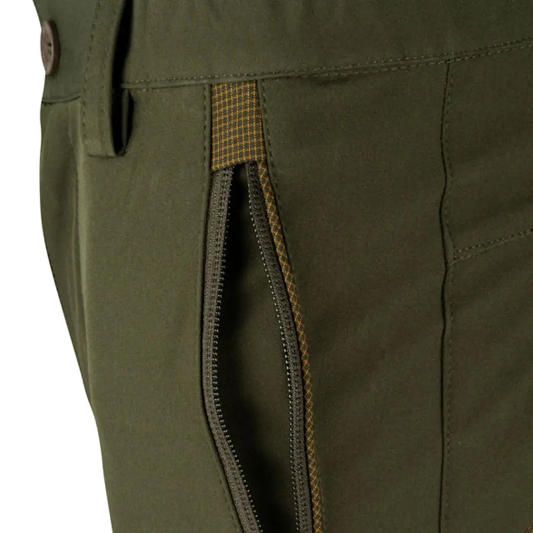 Olive green Jack Pyke Ladies Technical Trousers with zippered pocket for style and function