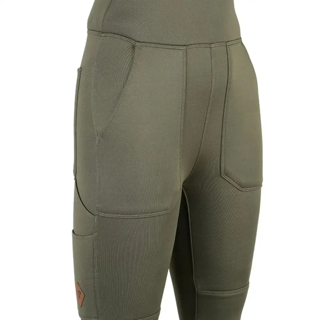 Jack Pyke ladies utility leggings in olive green with pockets and ribbed texture
