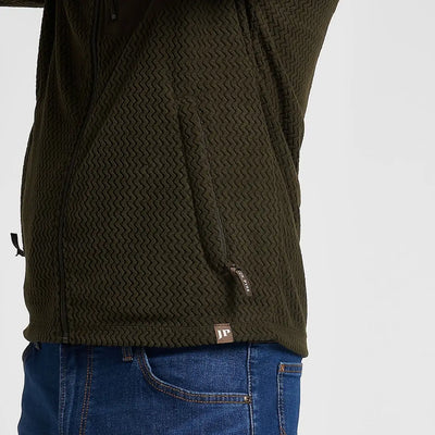 Jack Pyke lightweight Z fleece jacket in olive green textured fabric