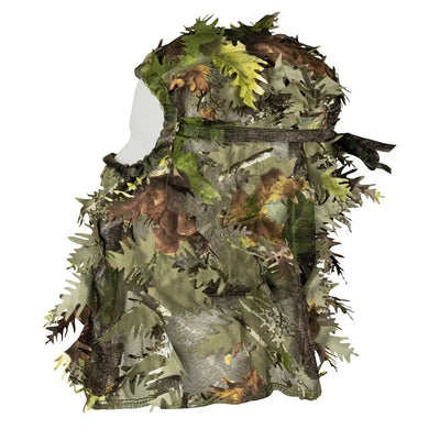 Jack Pyke LLCS 3D balaclava with camo leaf vest, straps, mesh back