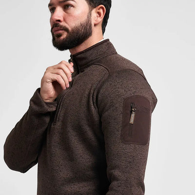 Jack Pyke Melange quarter zip fleece jacket in dark brown knit