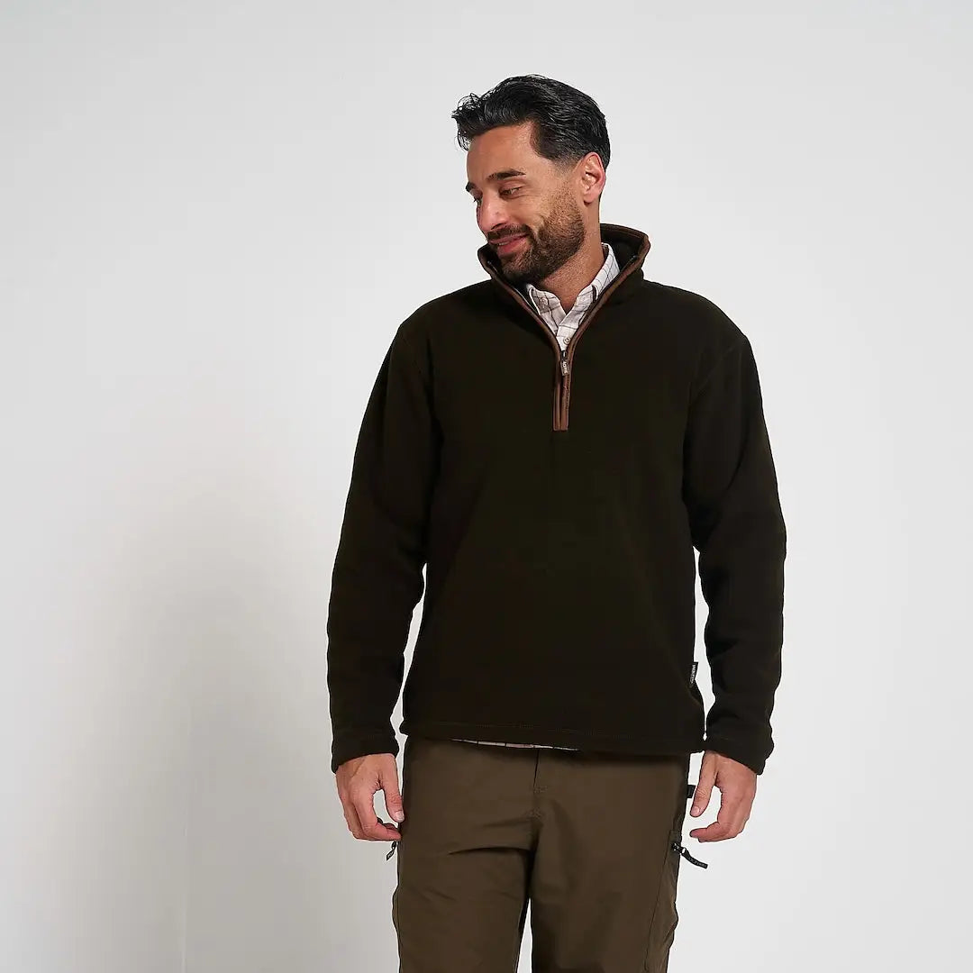 Jack Pyke Mens Countryman Fleece Pullover in dark olive green