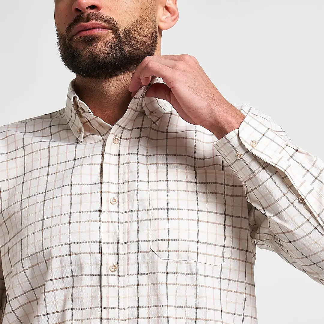 Jack Pyke Men’s Countryman long sleeved shirt in beige black plaid