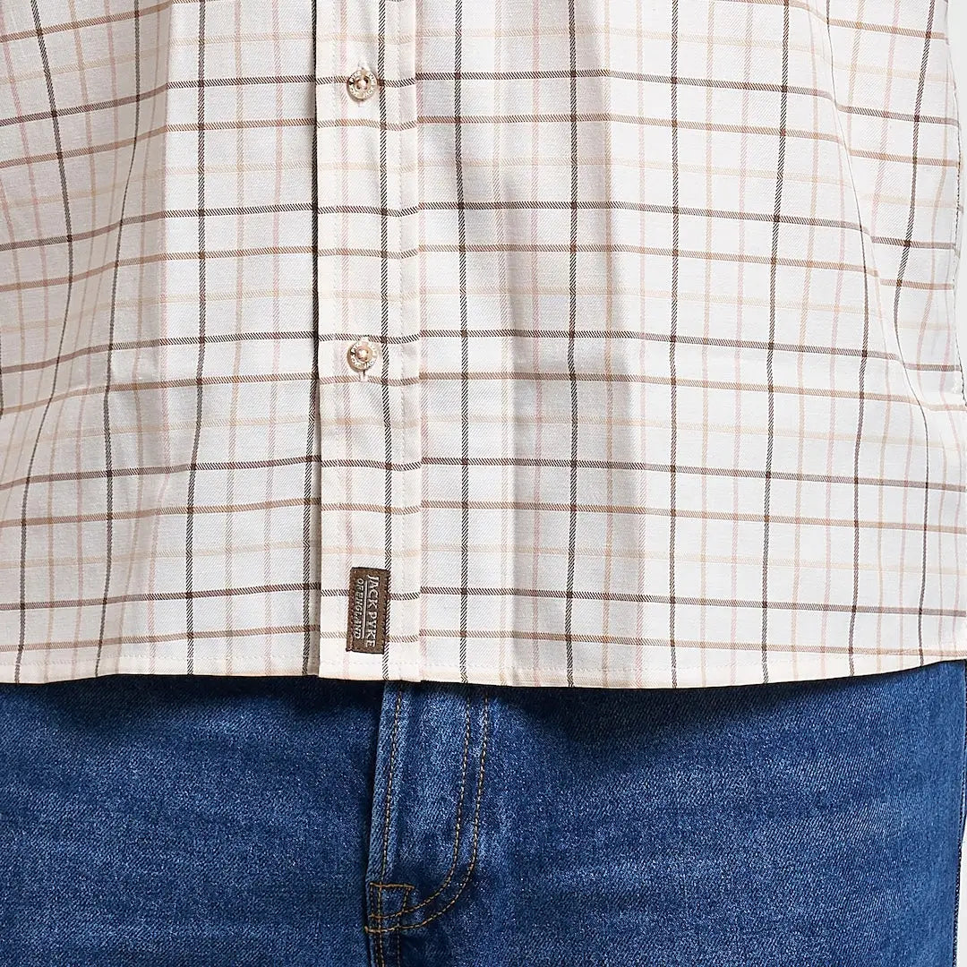 Jack Pyke Men’s Countryman long sleeved shirt in beige plaid