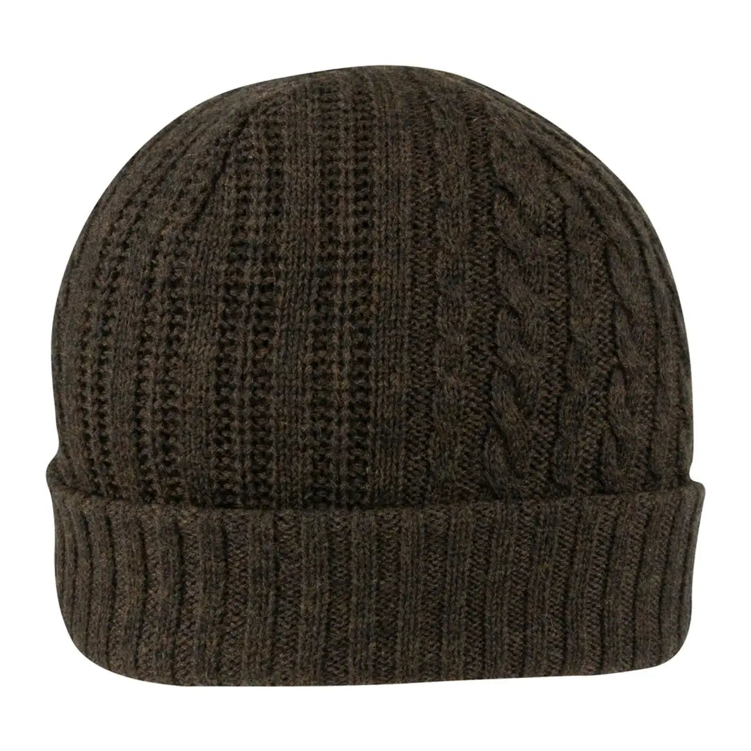 Stylish dark brown Jack Pyke Merino Wool Beanie with cozy cable patterns