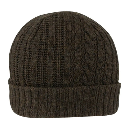 Stylish dark brown Jack Pyke Merino Wool Beanie with cozy cable patterns