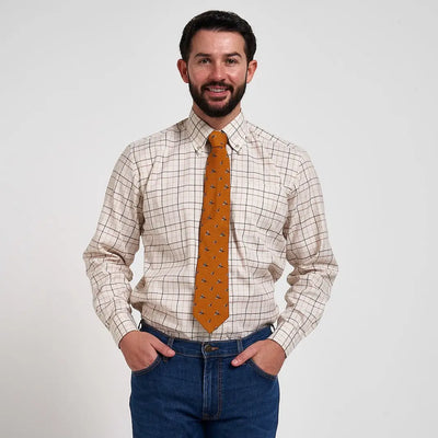 Jack Pyke mustard-yellow silk tie with subtle insect pattern