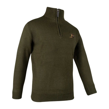 Olive green Knit Sweater with Zip Neck for Jack Pyke Pheasant look