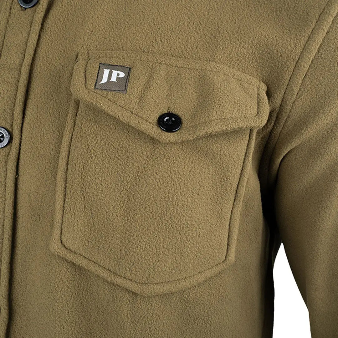 Olive green Jack Pyke Polar Fleece Shirt with chest pocket for cozy warmth