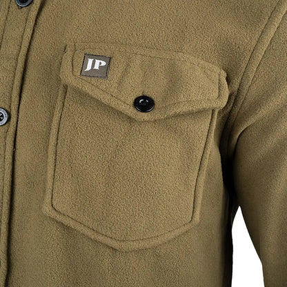 Olive green Jack Pyke Polar Fleece Shirt with chest pocket for cozy warmth