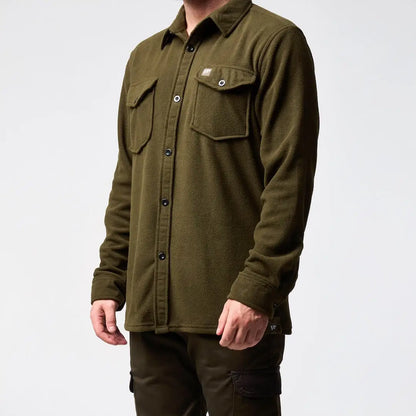 Jack Pyke polar fleece shirt in olive green with chest pockets