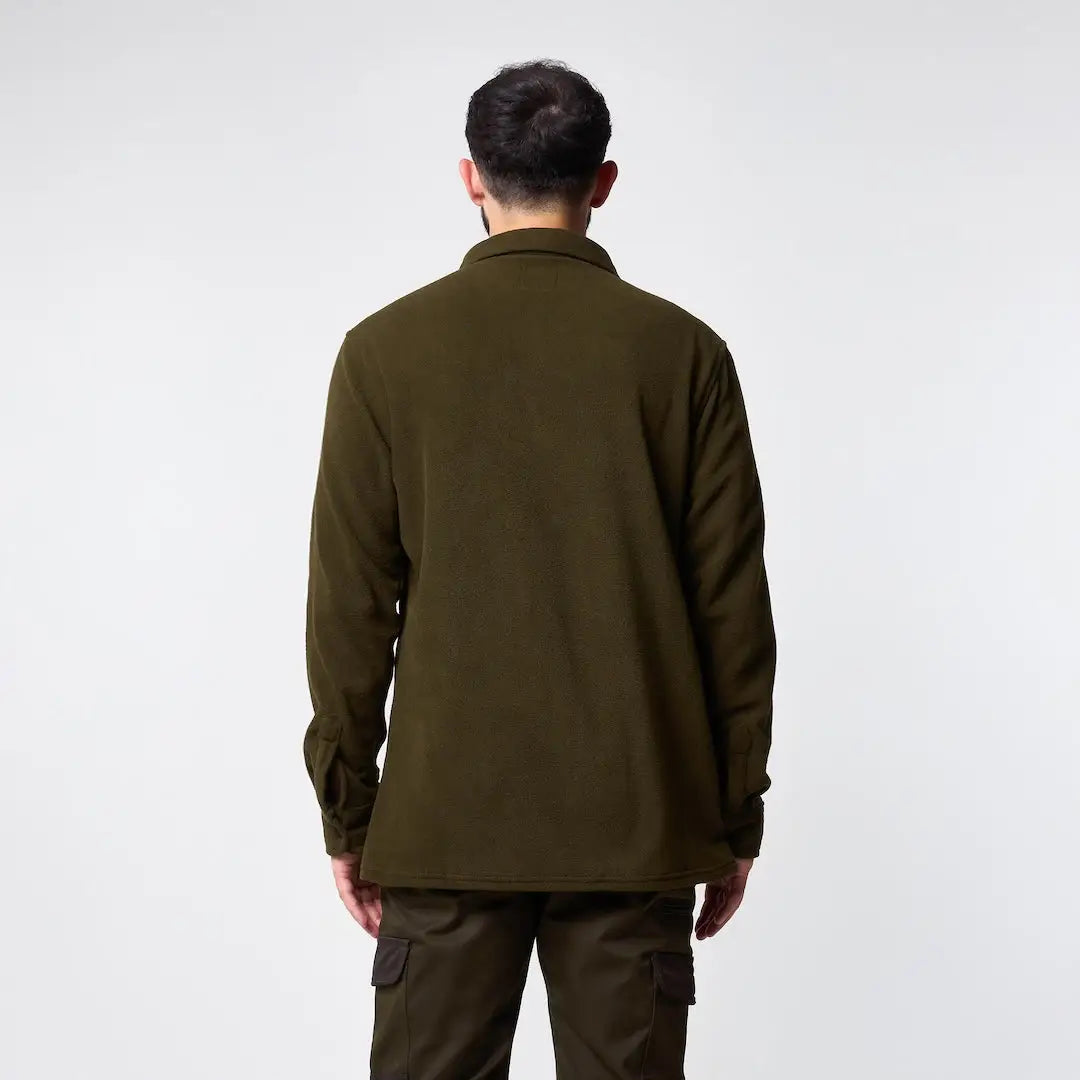 Jack Pyke Polar fleece shirt in olive green with long sleeves and collar