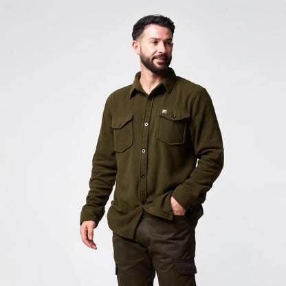 Jack Pyke Polar fleece shirt in olive green with chest pockets