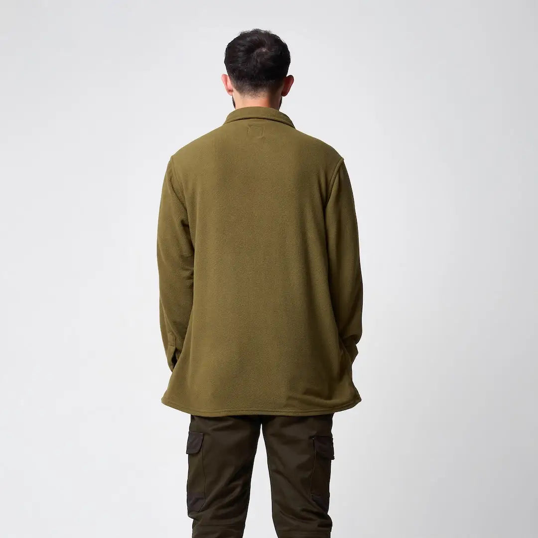 Jack Pyke Polar fleece shirt in olive green with long sleeves and collar