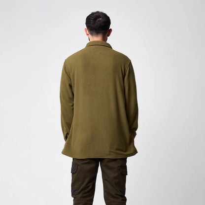 Jack Pyke Polar fleece shirt in olive green with long sleeves and collar