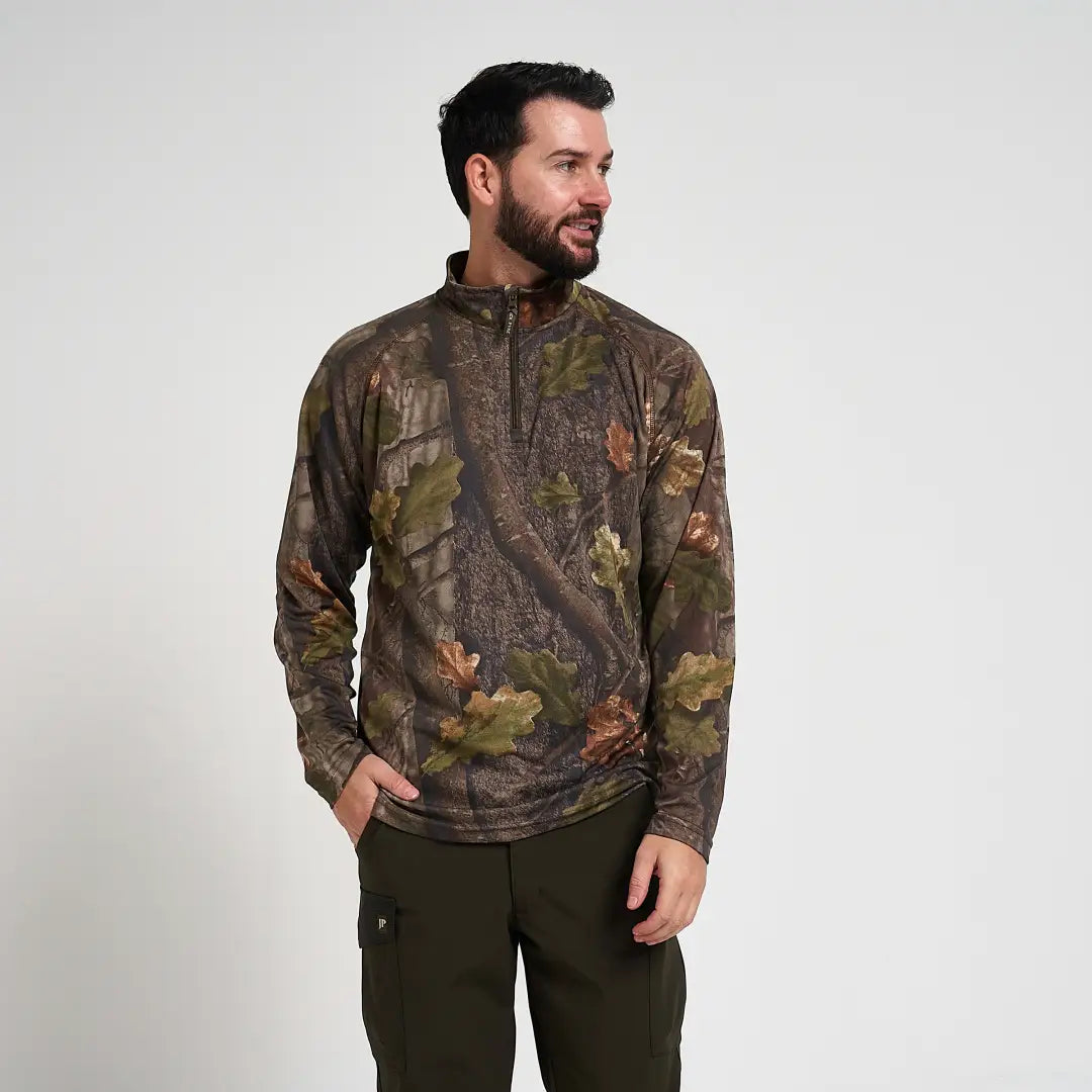 Jack Pyke Quick Wick mens half-zip camo shirt