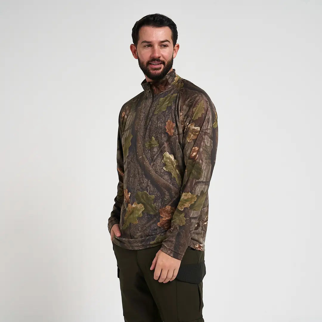 Jack Pyke Quick Wick Armour Top in camo leaf pattern